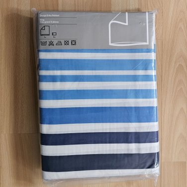 IKEA Ethel Stripes KING Duvet COVER Pillowcases Set BLUE White