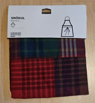 IKEA Snokul Chef's Baker's BIB APRON Red Green Blue Plaid Sn&Atilde;&para;kul Xmas BBQ Adult