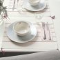 IKEA Vinterfest PLACEMAT SET of 4 White with Red Blue embroidered stripes tassels
