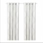 IKEA Kajsa CURTAINS Drapes 2 Panels Beige w Gray Cotton 98" Grommet Eyelet Top