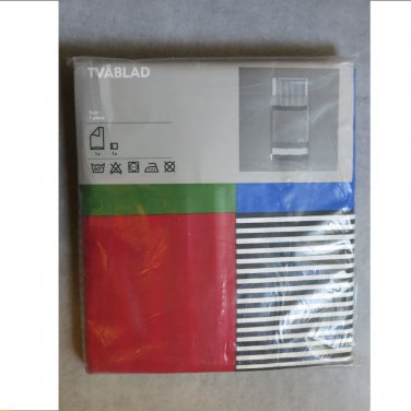 IKEA Tvablad TWIN Duvet COVER and Pillowcase Set Modern Stripes Multicolor