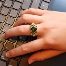 Women Baroque Ring 14K Gold Plated Green Emerald Imitation Size 7