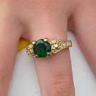 Women Ring 10K Gold Plated Green Emerald Imitation Size 9