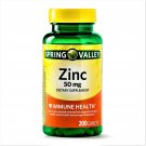 Spring Valley Zinc 50 mg Immune Health Dietary Supplement 200 Caplets