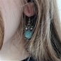Owl Set Necklace and Earrings Hook Turquoise Imitation, Crystal Blue Eyes, Hook
