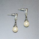 Earrings Tear Drop 925 Sterling Silver Pearl Imitation