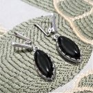 Vintage Earrings 925 Sterling Silver Black Zirconia Rhinestone