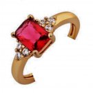 Women Ring 10K Gold Plated Rectangular Ruby Imitation Size 8