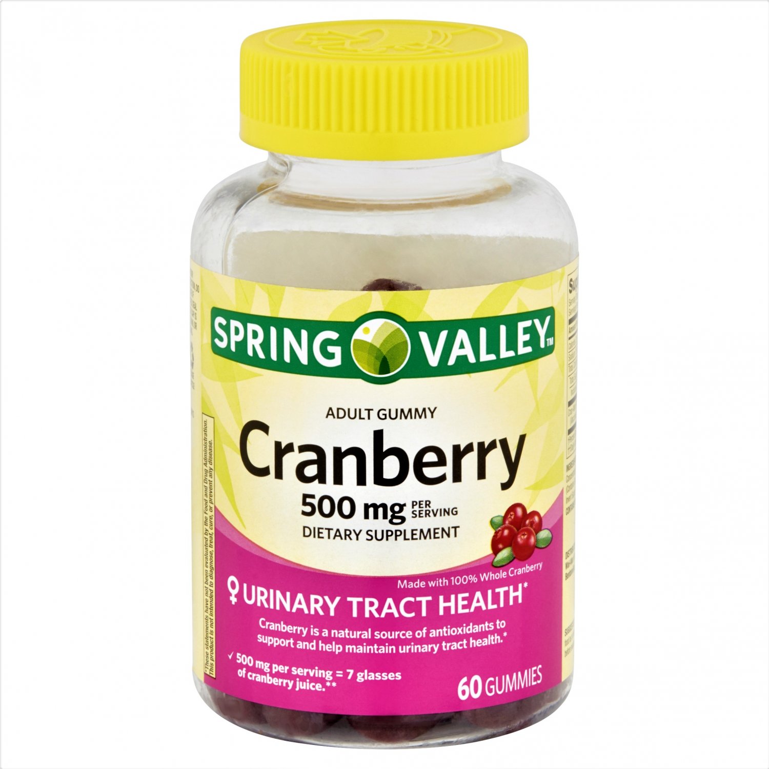 Spring Valley Cranberry Adult Gummies Urinary Track Health 500 mg 60 Gummies