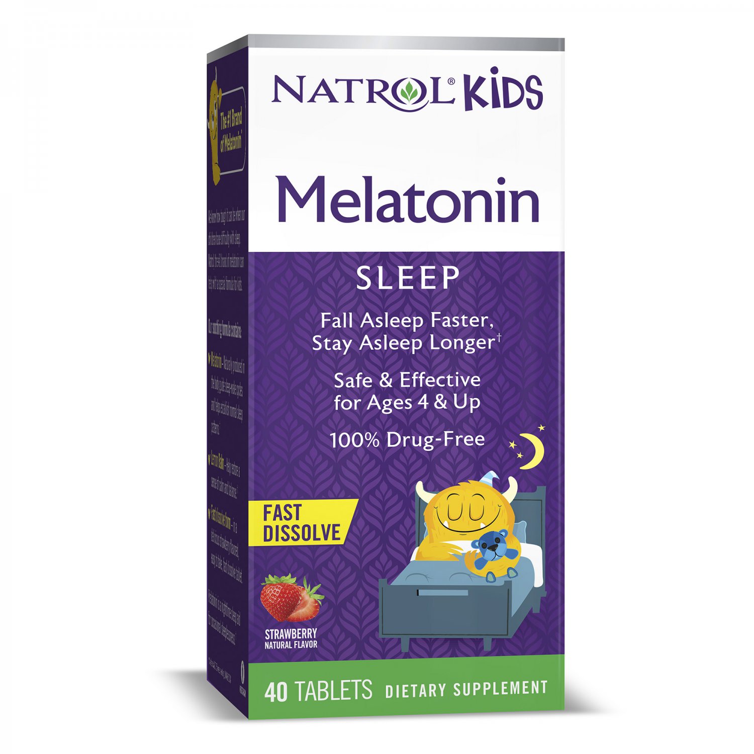 Natrol Kids Melatonin Fast Dissolve Tablets, Strawberry, 1 mg, 40 Count