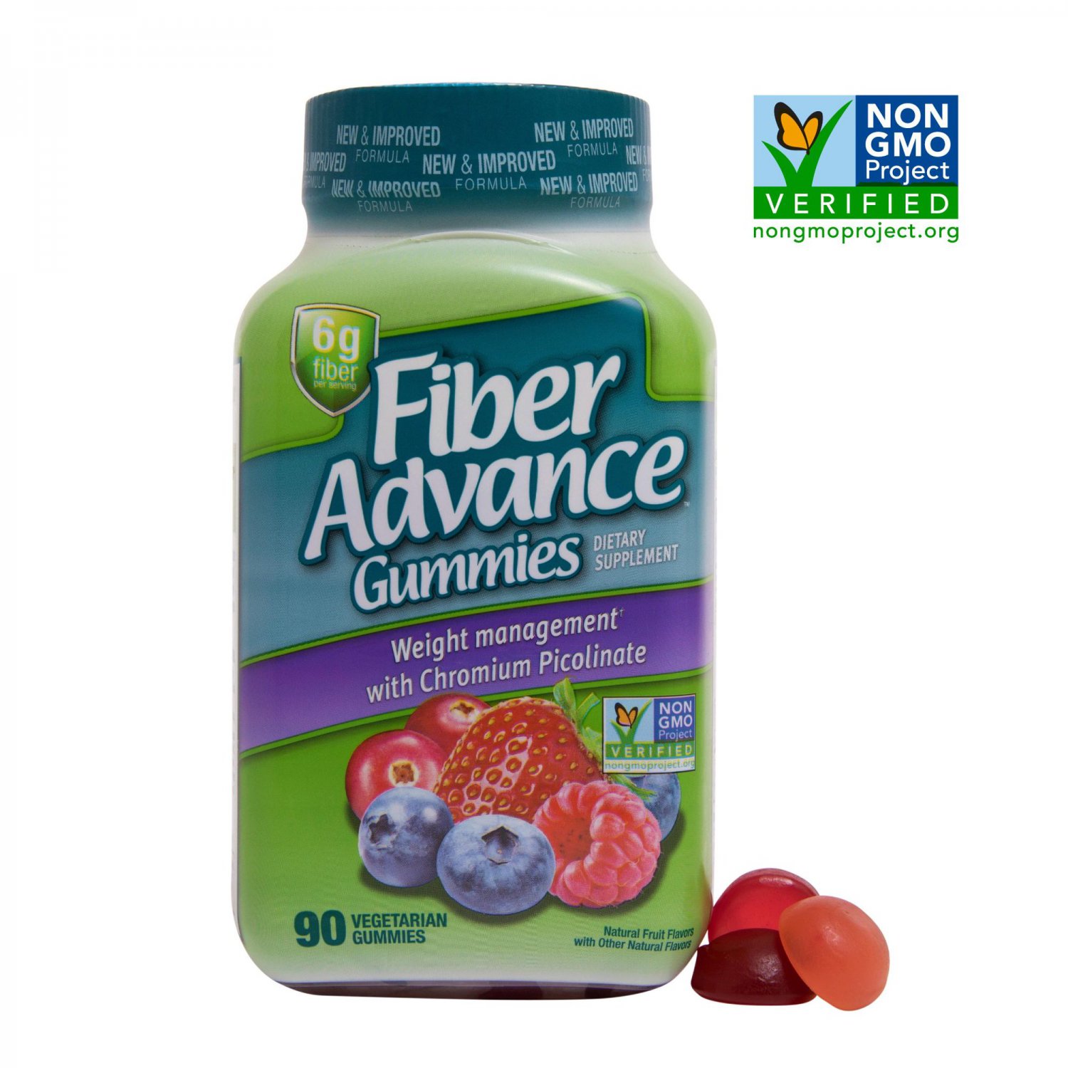 Fiber Advance Daily Fiber 6g, Dietary Supplement Weight Management 90 Gummies