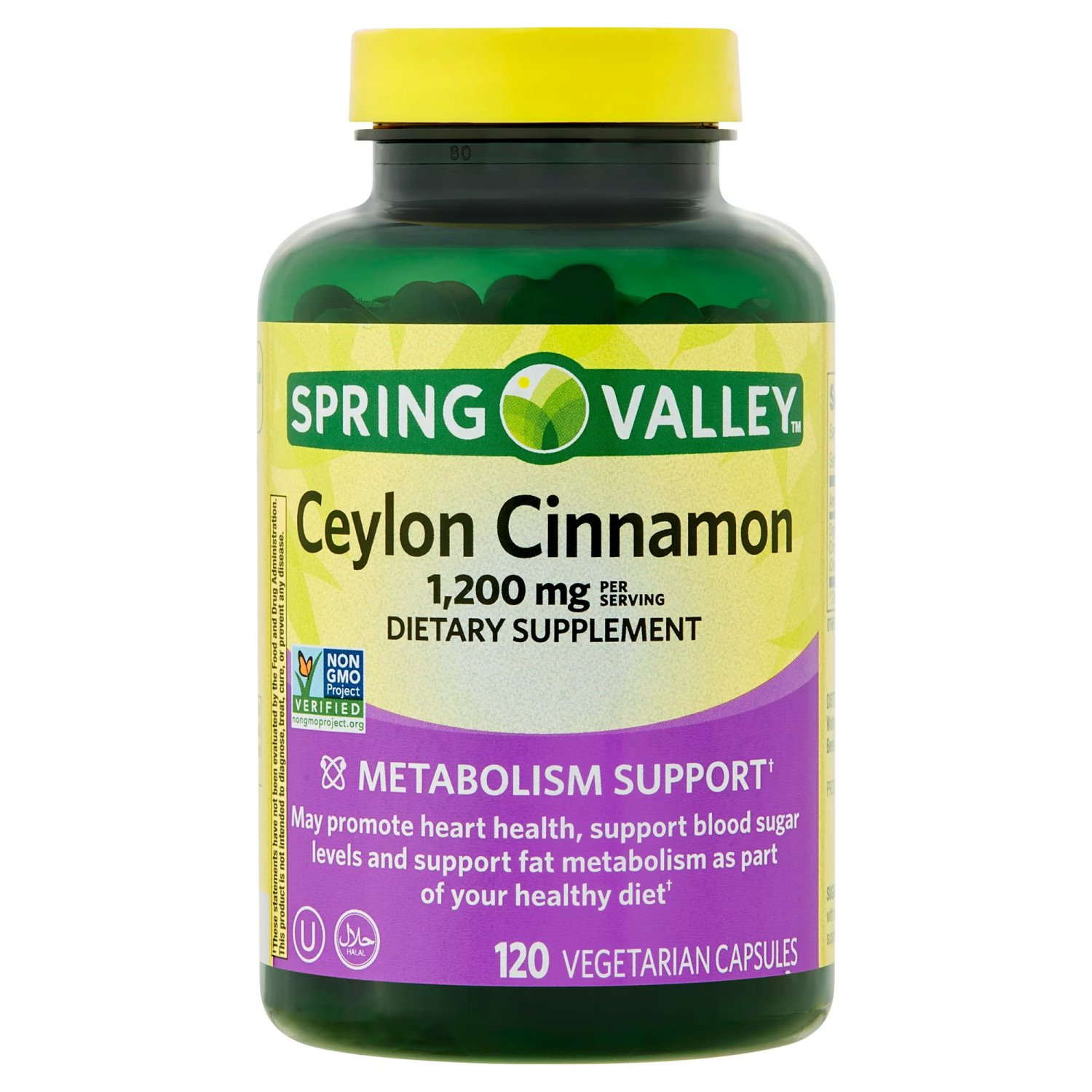 Spring Valley Ceylon Cinnamon Dietary Supplement, 1,200 mg, 120 Vegetarian Capsules