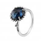 Authentic 925 Sterling Silver Midnight Star Blue Crystal Ring Size 6 7 8 9