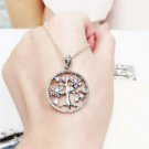 Authentic 100% 925 Sterling Silver Family Tree Clear CZ Necklace