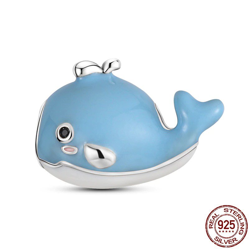 Cute Little Whale beads charms 925 sterling silver fit Pandora Bracelet diy jewelry
