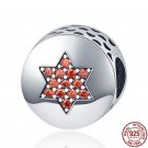 Round Zircon 6-pointed Star Charms Beads 925 sterling silver fit Pandora 3mm Bracelet diy jewelry