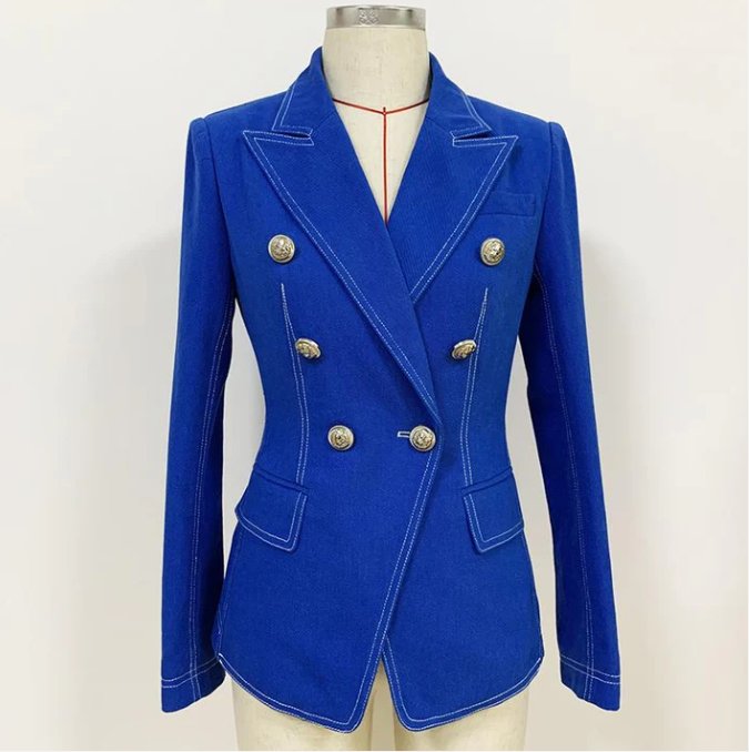 Double Breasted Denim Blazer For Women