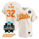 Drew Beam Jersey #32 Tennessee Volunteers 2024 College World Series NCAA Baseball Cream