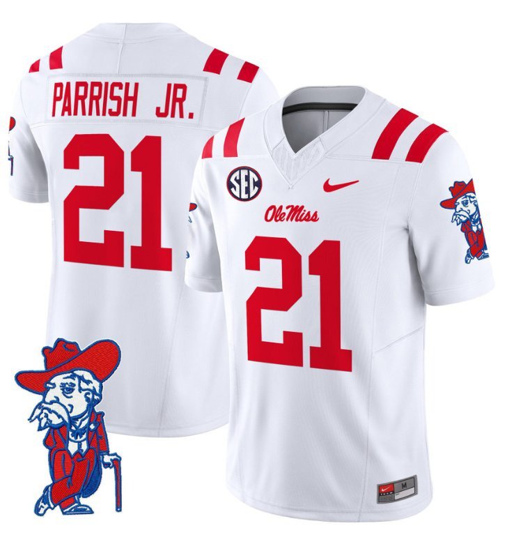 Henry Parrish Jr Jersey #21 Ole Miss Rebels Vapor Limited College Football Stitched White