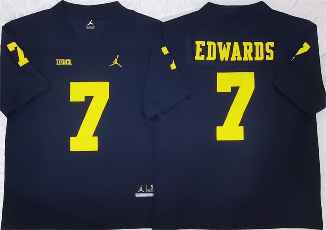 Michigan Wolverines #7 Donovan Edwards Jersey Navy College Football Stitched