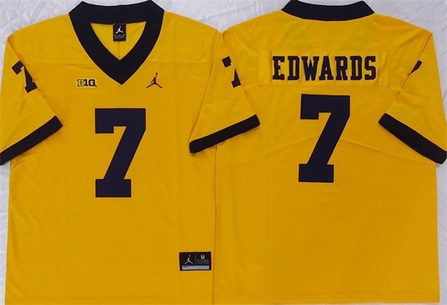 Michigan Wolverines #7 Donovan Edwards Jersey Yellow College Football Stitched