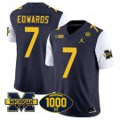 Donovan Edwards Jersey #7 Michigan Wolverines 1000 Wins Patch Vapor College Football White Sleeves