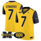 Donovan Edwards Jersey #7 Michigan Wolverines 1000 Wins Patch Vapor Limited Football Navy Sleeves