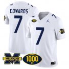 Donovan Edwards Jersey #7 Michigan Wolverines 1000 Wins Patch Vapor Limited Football White