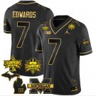 Donovan Edwards Jersey #7 Michigan Wolverines 2023 Big Ten Back to Back Champions Patch Black Gold