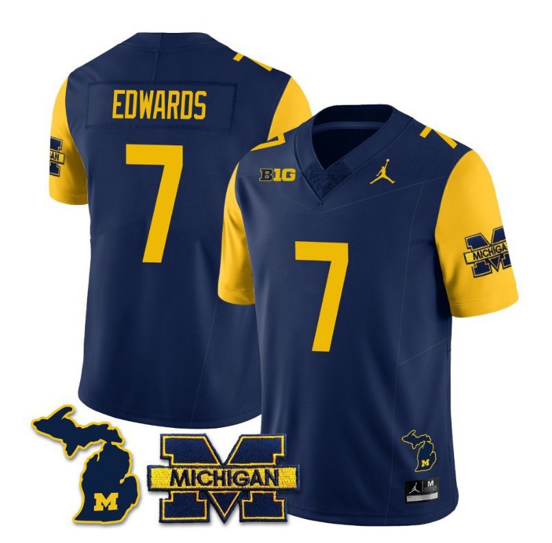 Michigan Wolverines Donovan Edwards Jersey #7 Special College Football 2023 Maize Sleeves