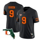Tyler Baron Jersey #9 Miami Hurricanes Florida Map College Football Stitched Black