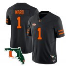 Cameron Ward Jersey #1 Miami Hurricanes Florida Map College Football Stitched Black