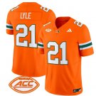Jordan Lyle Jersey #21 Miami Hurricanes Vapor Football Stitched Orange