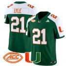 Jordan Lyle Jersey #21 Miami Hurricanes Vapor Football Stitched Green Alternate