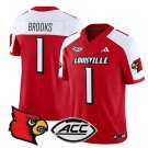 Ja'Corey Brooks Jersey #1 Louisville Cardinals Vapor Football Stitched Red Alternate