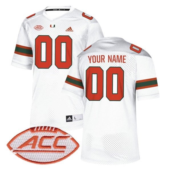 Custom Miami Hurricanes Jersey Name and Number College Football White &acirc;�� All Stitched
