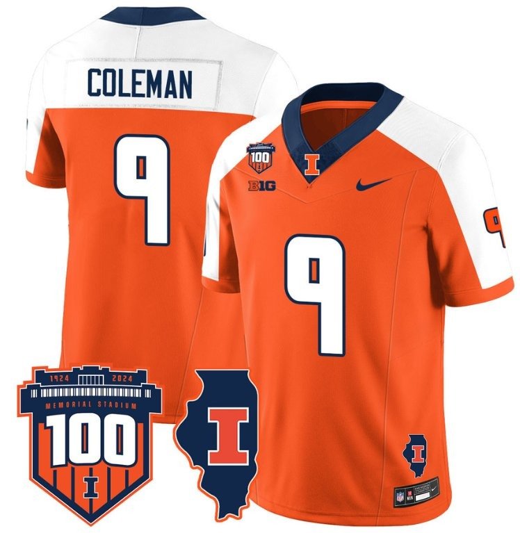 Seth Coleman Jersey #9 Illinois Fighting Vapor Limited College Football Stitched Orange Alternate