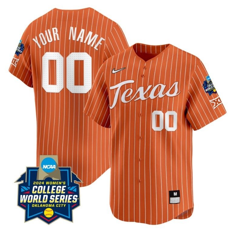 Custom Texas AM Aggies Jersey 2024 College World Series Champions Vapor Premier Pinstripe Orange