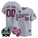 Custom Texas AM Aggies Jersey 2024 College World Series Vapor Premier Baseball Gray