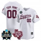 Custom Texas AM Aggies Jersey 2024 College World Series Vapor Premier Limited White Pinstripe