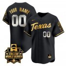 Custom Texas AM Aggies Jersey 2024 World Series Champions Vapor Premier Limited Baseball Black Gold