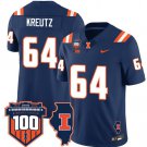 Josh Kreutz Jersey #64 Illinois Fighting Vapor Limited College Football Stitched Navy