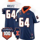 Josh Kreutz Jersey #64 Illinois Fighting Vapor Limited College Football Stitched Navy Alternate