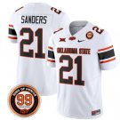 Barry Sanders Jersey #21 Oklahoma State Cowboys Leslie O'neal Patch Vapor Football White Stitched