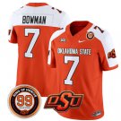 Alan Bowman Jersey #7 Oklahoma State Cowboys Leslie O'neal Patch Vapor Football Orange Alternate