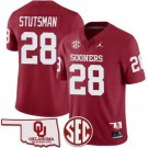 Danny Stutsman Jersey Red #28 Oklahoma Sooners 2024 SEC Patch Stitched