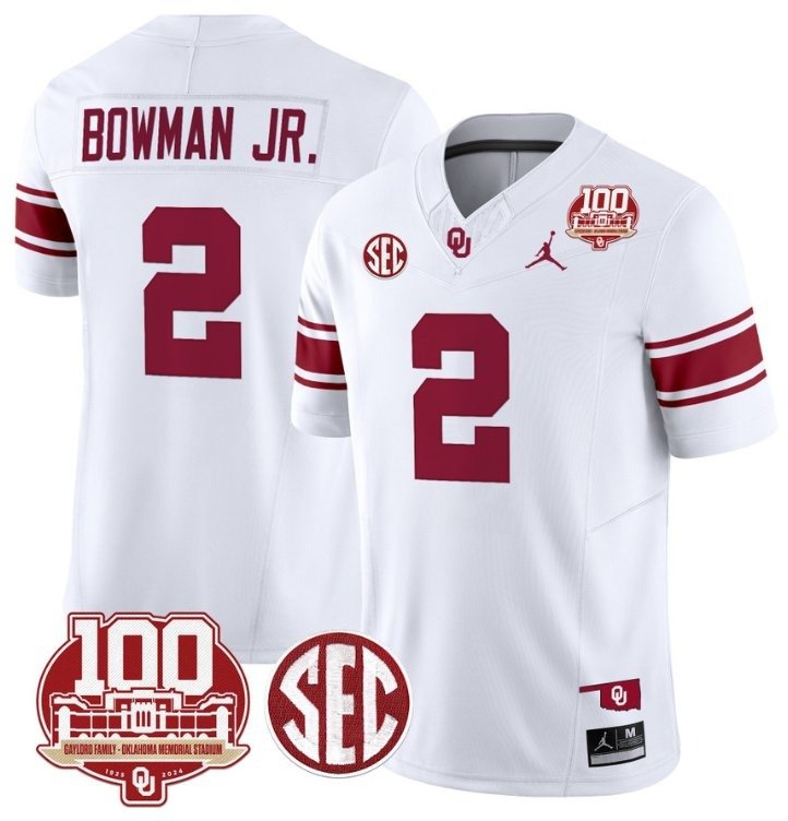 Billy Bowman Jr Jersey #2 Oklahoma Sooners 100th Anniversary Patch Vapor Football White