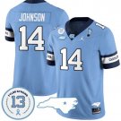 Max Johnson Jersey #14 North Carolina Tar Heels Vapor College Football Stitched Alternate Blue