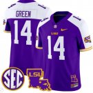 Trey'Dez Green Jersey #14 LSU Tigers 2024 Louisiana Patch Vapor College Football Purple Alternate