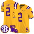 Kyren Lacy Jersey #2 LSU Tigers 2024 Louisiana Patch Vapor Limited College Football Gold